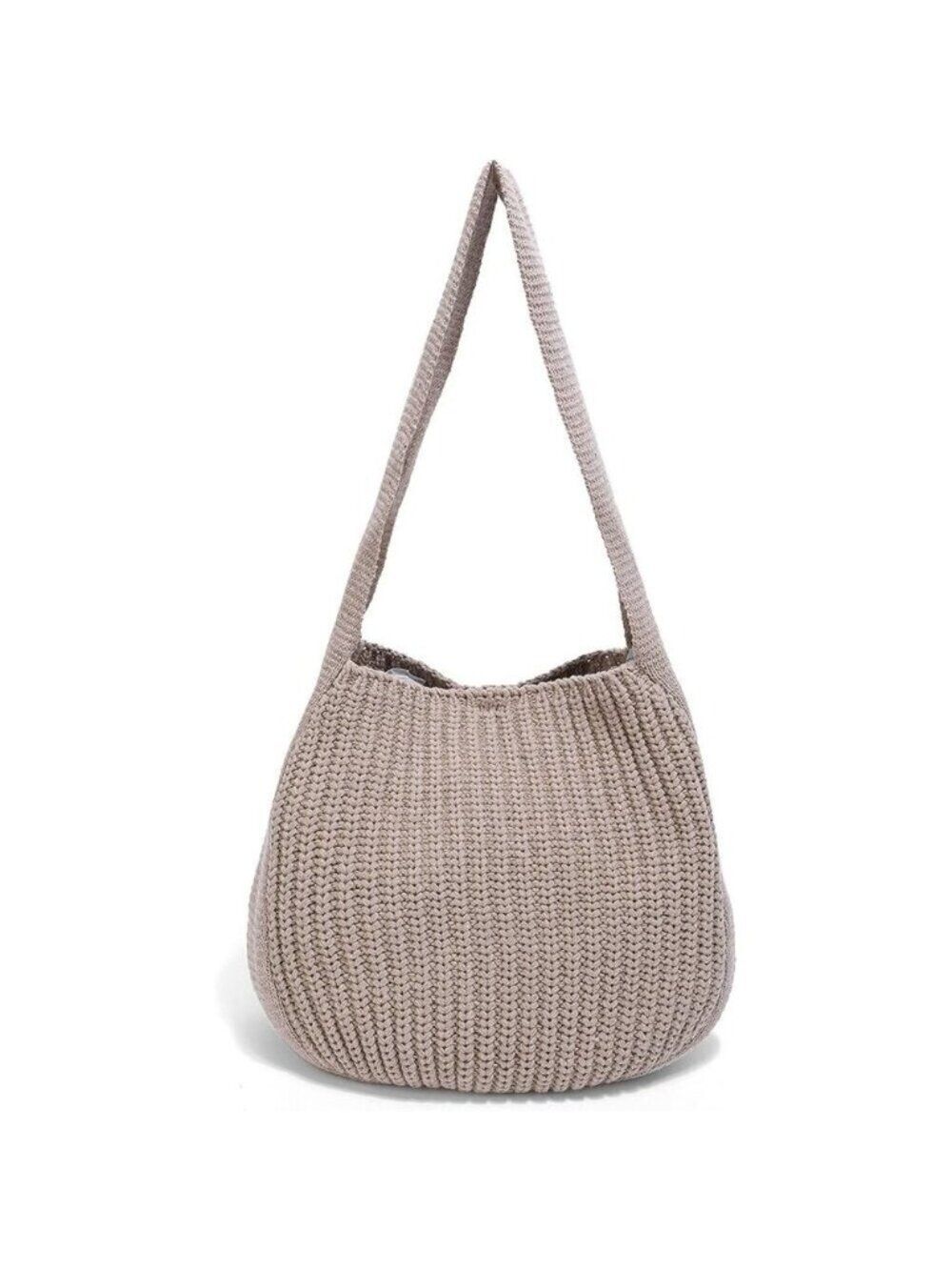 Women's Khaki Shoulder Handbags Crocheted Bags Large Knit Bag Tote Bag